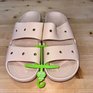 Crocs Classic Two Strap Slide Sandals Beige Bone Men's Size 11 Comfort Slip On